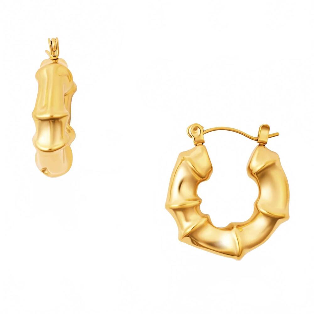 NEW ELLIE VAIL women's waverly bamboo hoop earrings in gold
